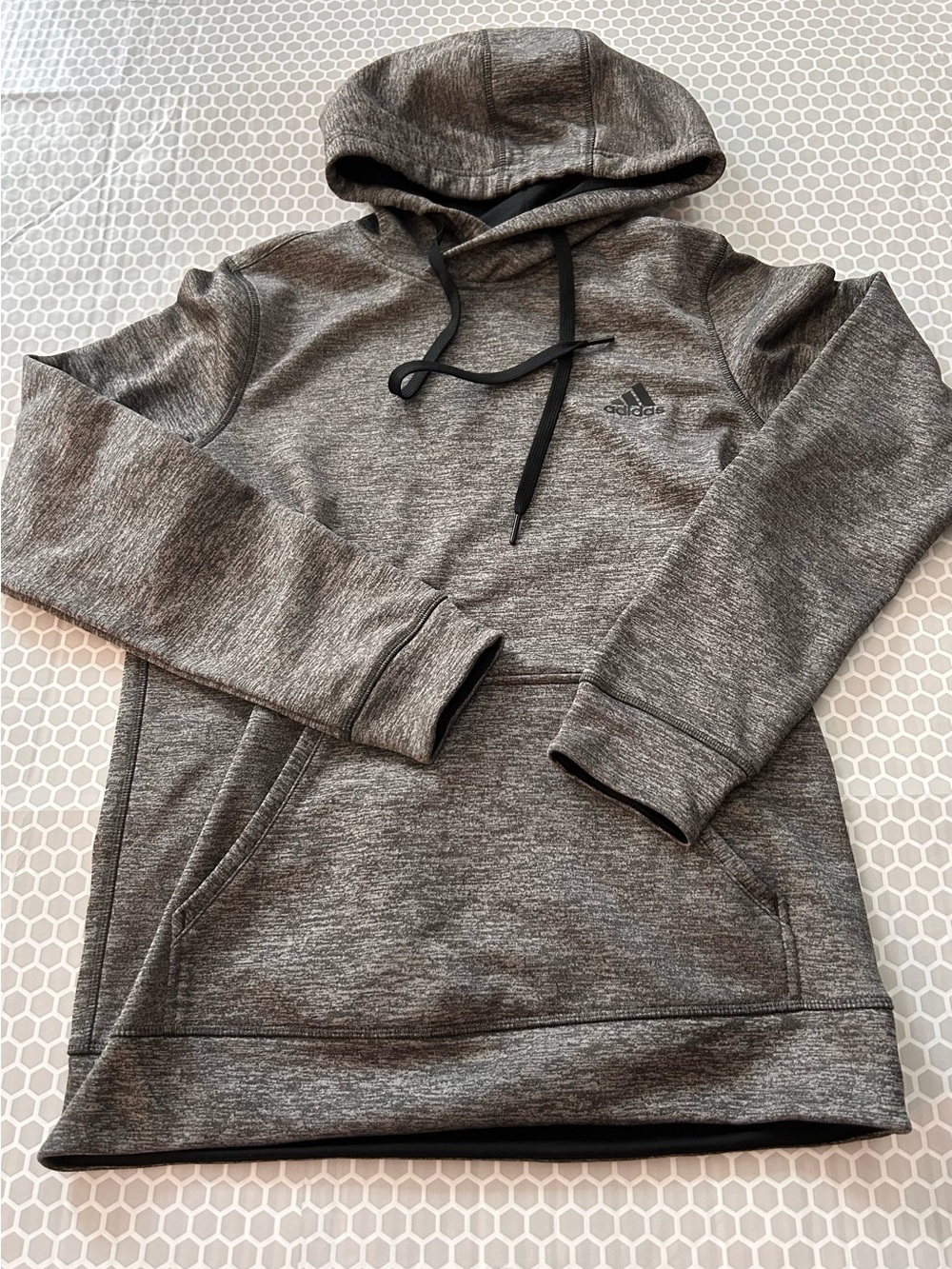 adidas Heather Gray Athletic Pullover Hoodie. Size S